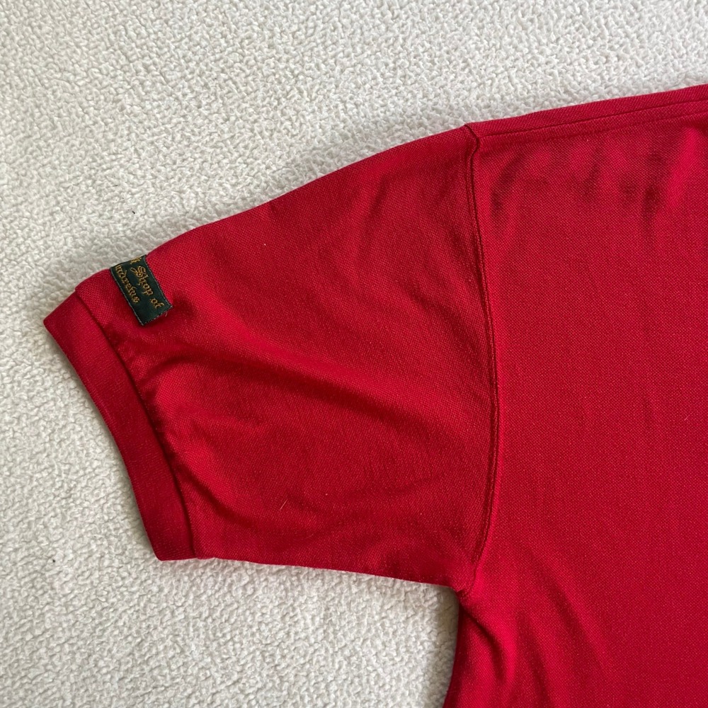 90s Vintage Old Course St. Andrews Scotland Golf Red Polo Shirt Mens Large Crest - Picture 10 of 12
